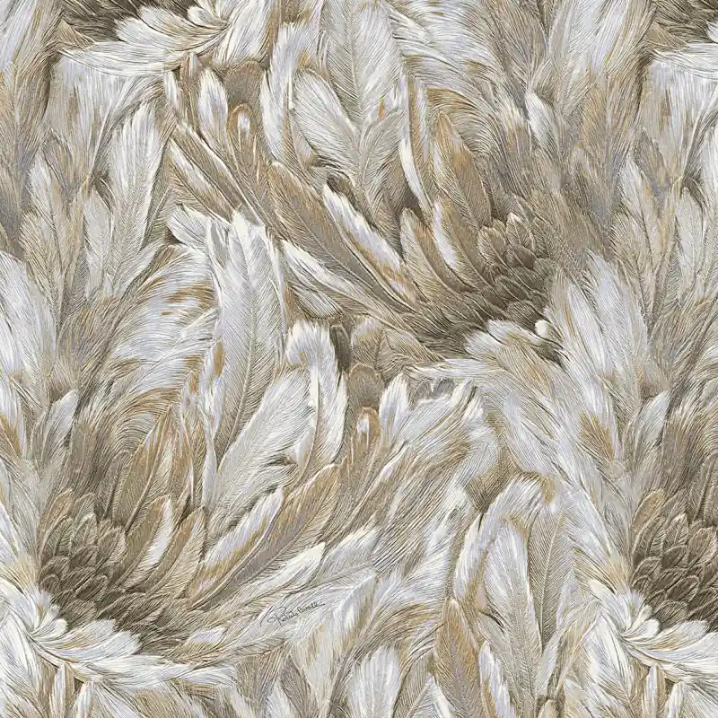 Tapet Roberto Cavalli Home 9 - RC21007 Textură Plume Bej-Argintiu (10.05m x 1.06m) Promoție