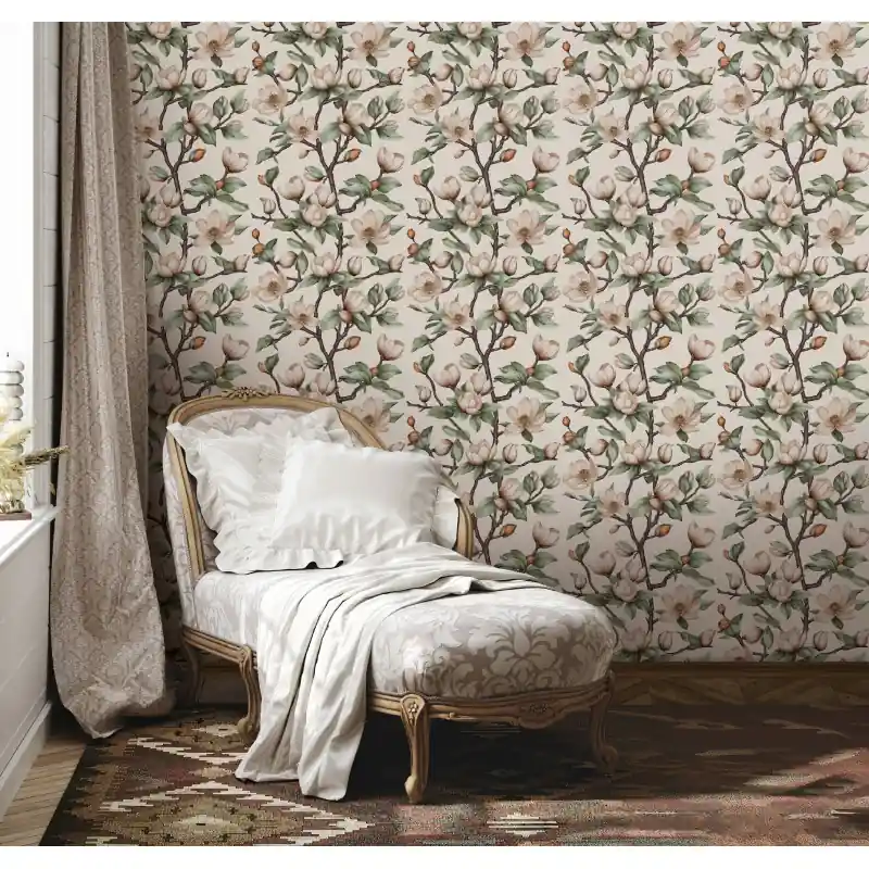 Reduceri Tapet Floral Magnolii Oriana Novamur,89034 Multicolor, Vlies Lavabil, 10.05m x 0.53m