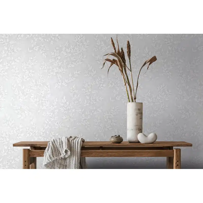 Tapet Modern Oriana Novamur,89025 Frunze Delicate Argintii, Vlies Lavabil, 10.05m x 0.53m Reduceri