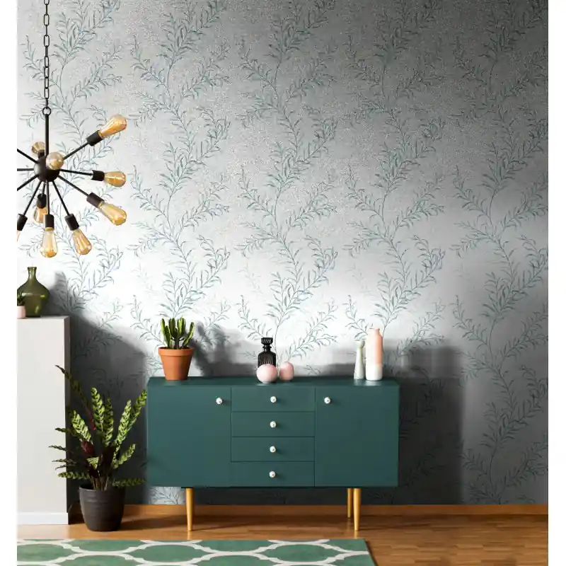 Tapet Modern Oriana Novamur, 89014 Design Frunze Verzi Acuarelă, Vlies Lavabil, 10.05m x 0.53m Nu rata