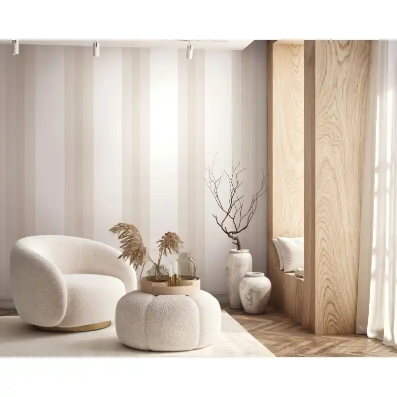 Calitate înaltă Tapet cu Dungi Verticale Oriana Novamur,82564 Bej, Vlies Lavabil, 10.05m x 0.53m