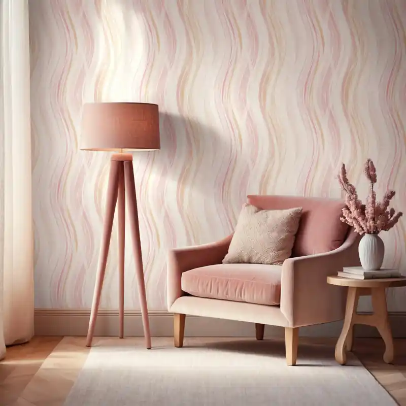 Reducere de preț Tapet Abstract Oriana Novamur,82552 Design Valuri Senzuale Roz/Bej, Vlies Lavabil, 10.05m x 0.53m