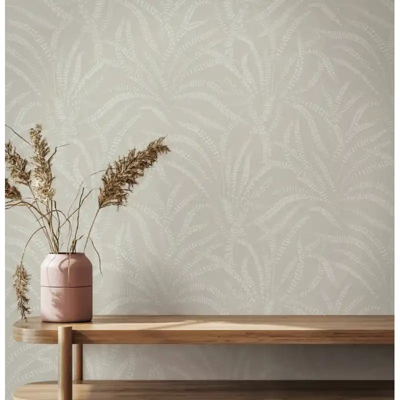 Tapet Modern Oriana Novamur,82508 Motiv Frunze Delicate, Bej/Gri, Vlies Lavabil, 10.05m x 0.53m Retur ușor