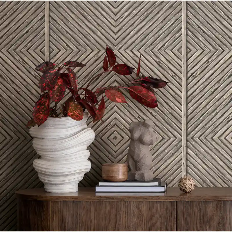 Tapet Modern Naomi Novamur 89018, Design Geometric 3D Aspect Lemn, 10.05m x 0.53m Premium