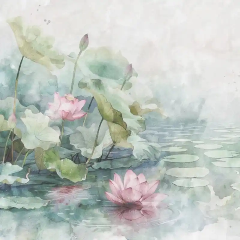 Tapet Panel Panoramic Trussardi 8 Z30367- Grădina cu Nuferi (Watercolor), 600x300 cm Comandă acum