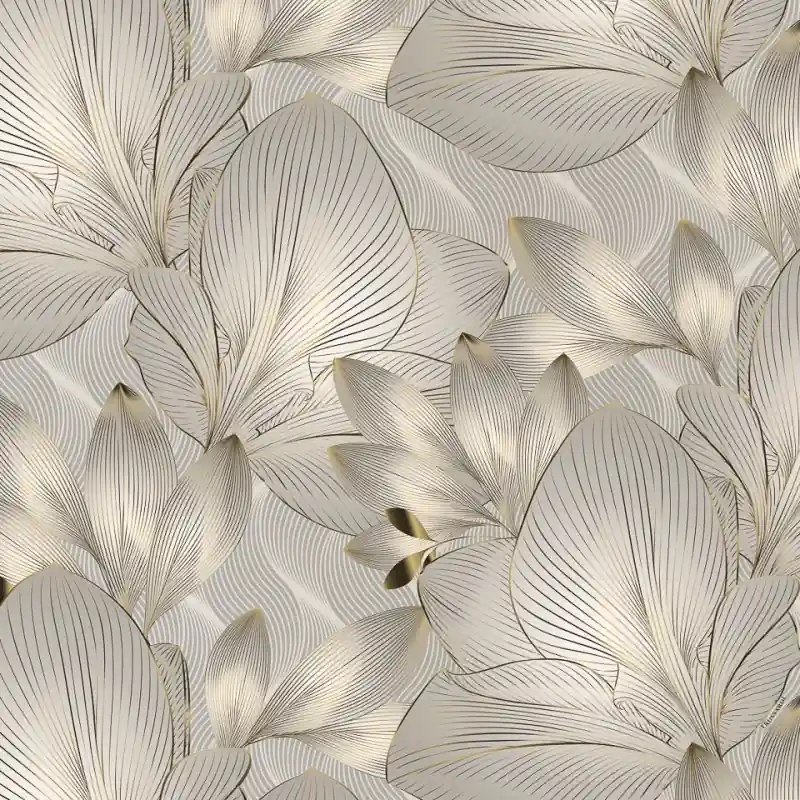Tapet Tip Panel Trussardi 8, Model Z30365,-Frunze Tropicale Auriu Argintiu, 300 X 300cm Cel mai vândut