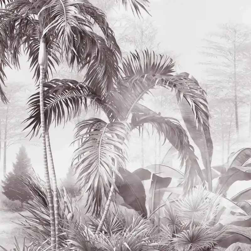 Reducere Tapet Tip Panel Trussardi 8, Model Z30362,-Palmier Tropical Sketch Gri , 300 X 300cm