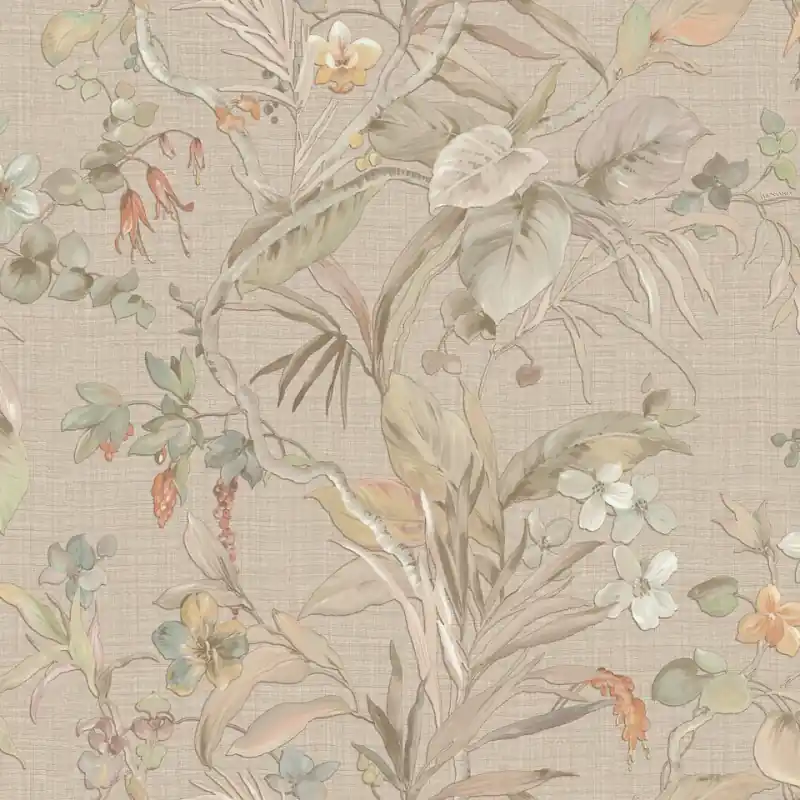 Tapet Trussardi Home 8 cod Z30338 – Model Floral Exotic în Culori Bej Verde, Vinil pe Vlies, 10m x 0.70m Chilipir