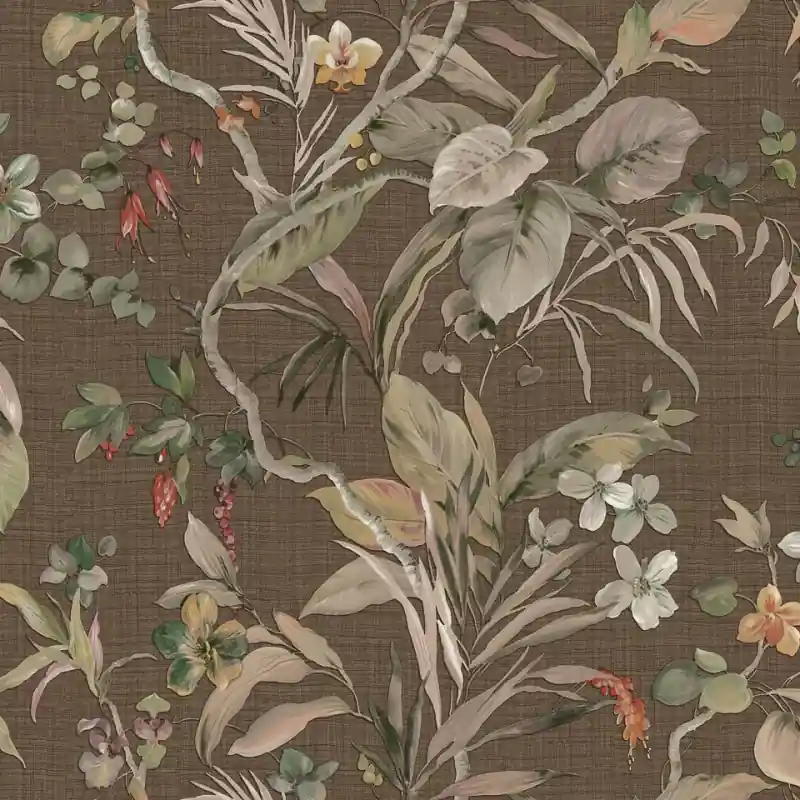 Ofertă specială Tapet Trussardi Home 8 cod Z30332 – Model Floral Exotic în Culori Maro Bej, Vinil pe Vlies, 10m x 0.70m