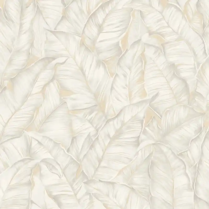 Promoție Tapet Trussardi Home 8 cod Z30301 – Model Frunze de Palmier Alb-Crem, Vinil pe Vlies, 10m x 0.70m
