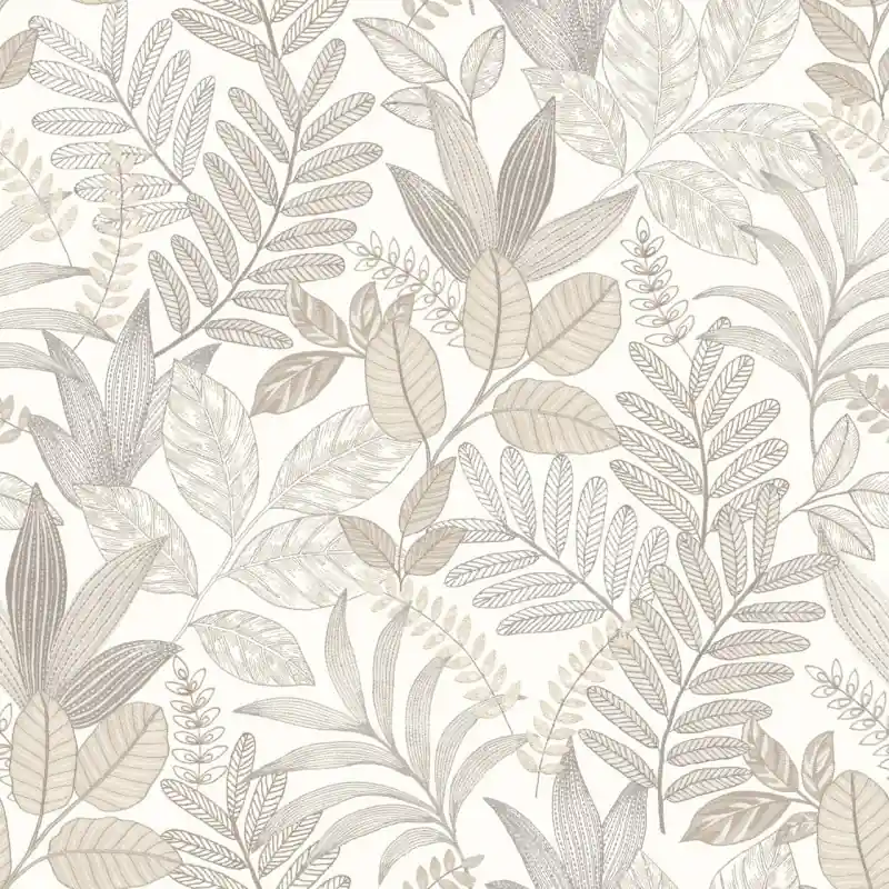 Plată sigură Tapet Decoprint Allure AL26290 – Model Botanic cu Frunze Schițate Gri și Bej, Vinil pe Vlies, 10m x 0.53m