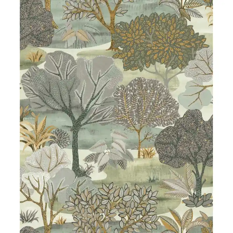 Tapet Decoprint Allure AL26253 – Model Peisaj cu Copaci Stilizați, Verde, Vinil pe Vlies, 10m x 0.53m Cumpără acum