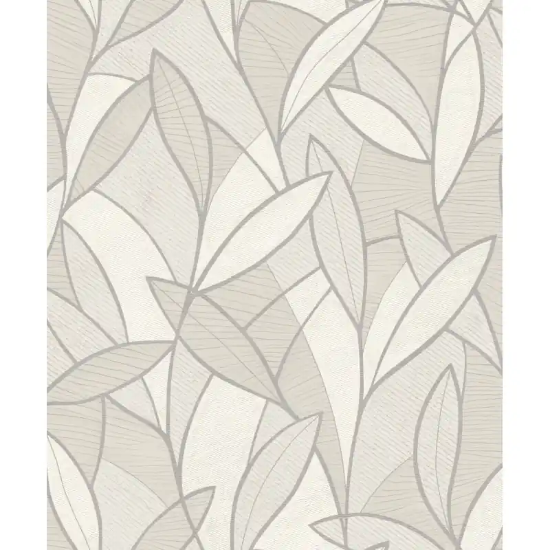 Retur gratuit Tapet Decoprint Allure AL26230 – Model Frunze Stilizate Bej și Gri, Vinil pe Vlies, 10m x 0.53m