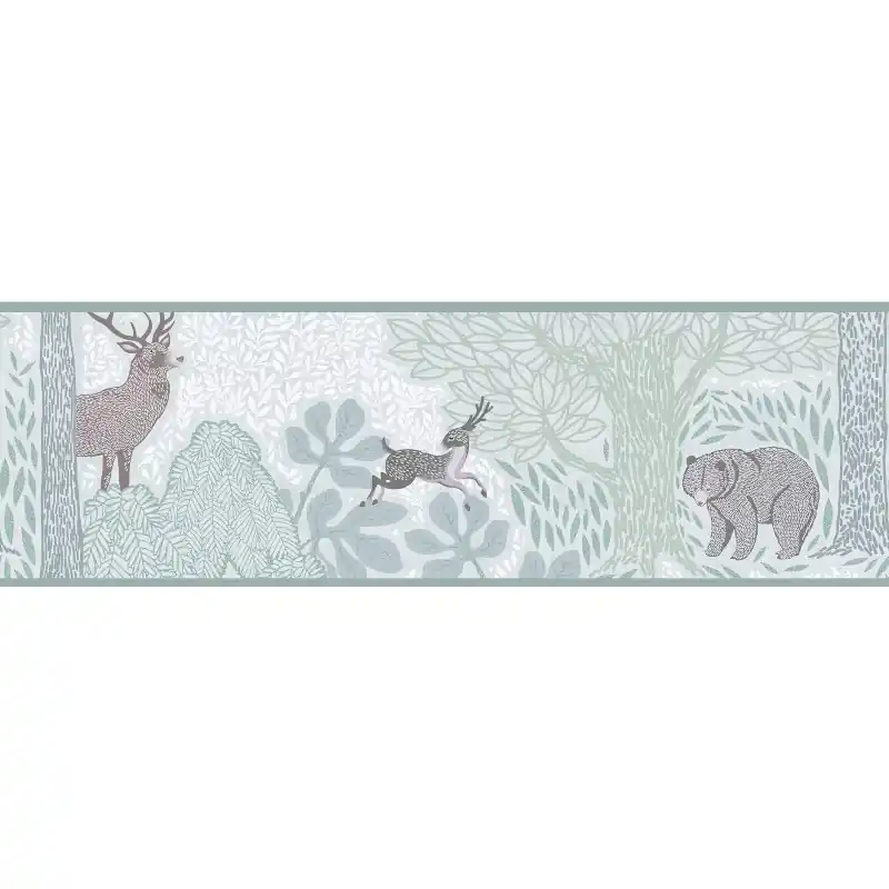 Livrare expres Tapet Copii ( Bordura ) Lilly & Luis 771751 – Model cu Padure în Nuanțe de Verde Maro