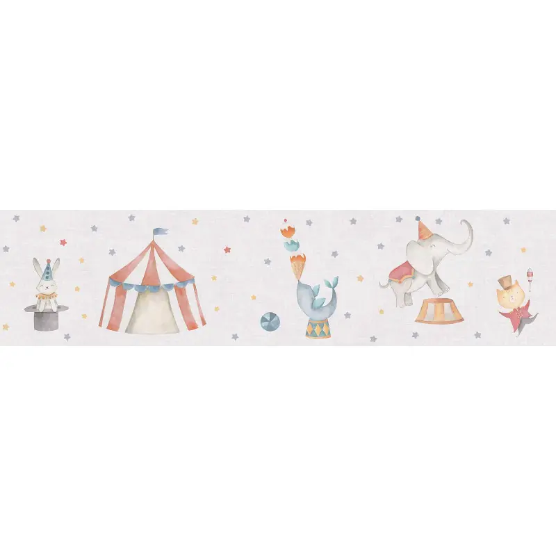 Preferatul clienților Tapet Copii ( Bordura ) Lilly & Luis 771491 – Model cu Personaje din Circ în Nuanțe de Multicolor
