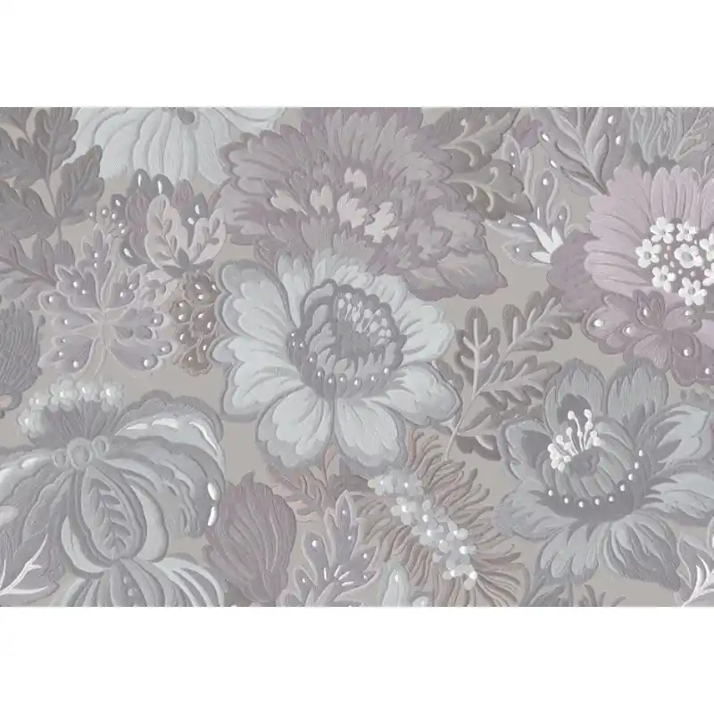 Tapet Zeno Tahiti – Model Floral Baroc cu Efect de Broderie, Tonuri Argintiu 13360 Cel mai bun preț