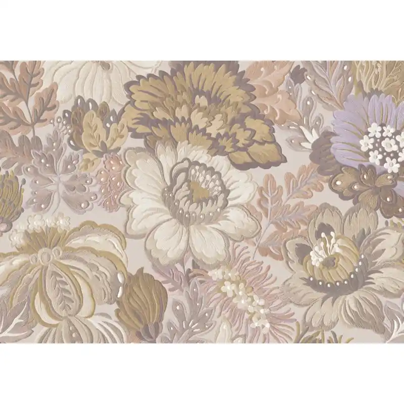 Retur gratuit Tapet Zeno Tahiti – Model Floral Baroc cu Efect de Broderie, Tonuri de Gri și Bej 13359