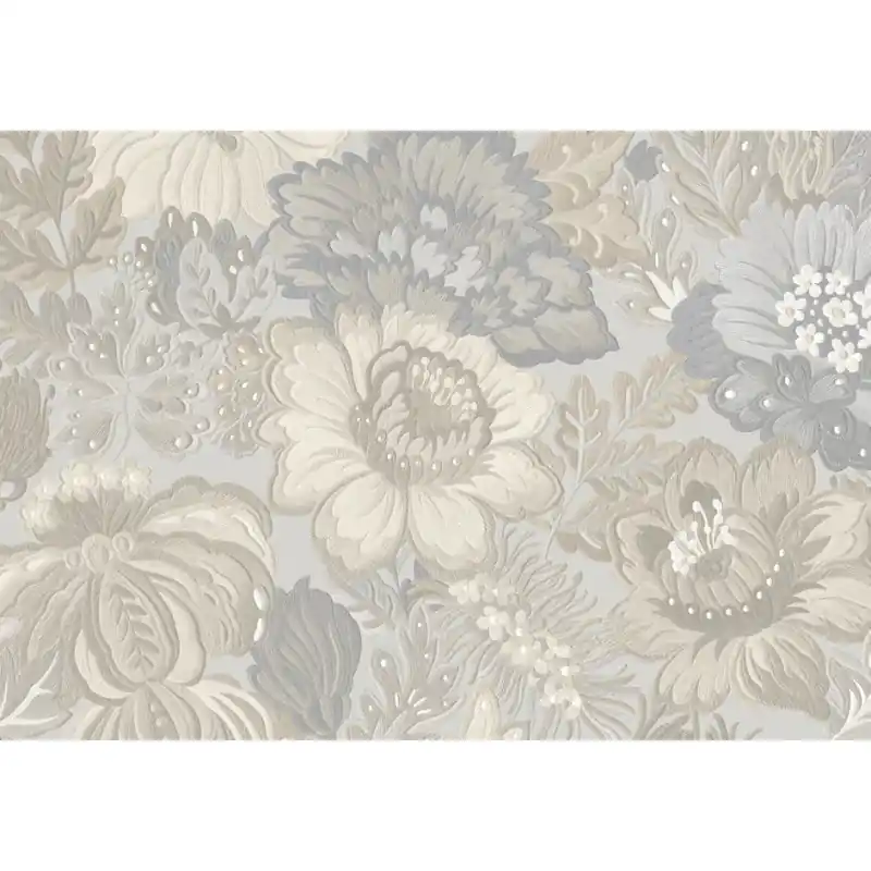 Tapet Zeno Tahiti – Model Floral Baroc cu Efect de Broderie, Tonuri de Gri și Argintiu 13358 Discount