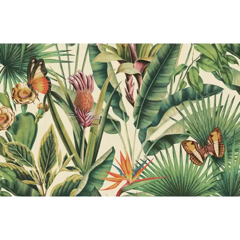 Tapet Zeno Tahiti – Peisaj Tropical cu Fluturi și Flori de Cactus, Multicolor 13335 Disponibil imediat