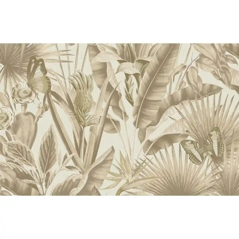 Noutate Tapet Zeno Tahiti – Peisaj Tropical cu Fluturi și Flori de Cactus, Bej 13331