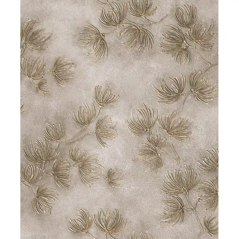 Reducere extra Tapet Lavabil Vinilic cu Model Floral Stilizat – Textură Elegantă Gri-Auriu 36498