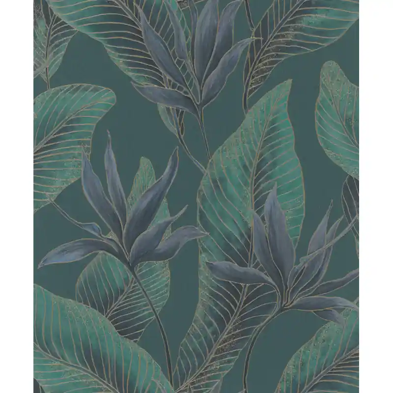 Tapet vinilic modern model frunze albastru-verde 36466 Super ofertă