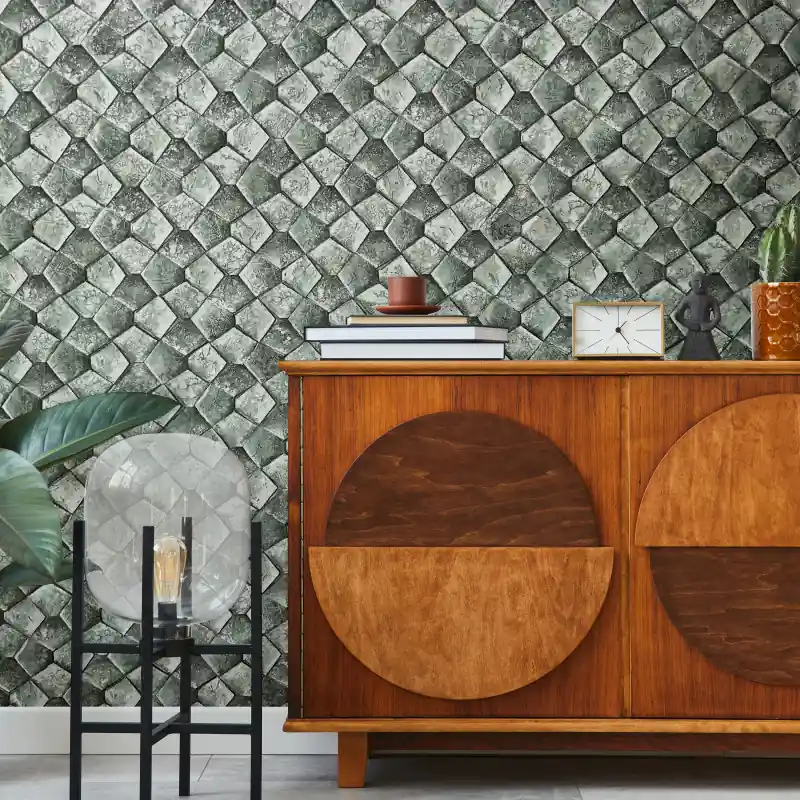 Premium Tapet premium aspect mozaic verde gri 22933