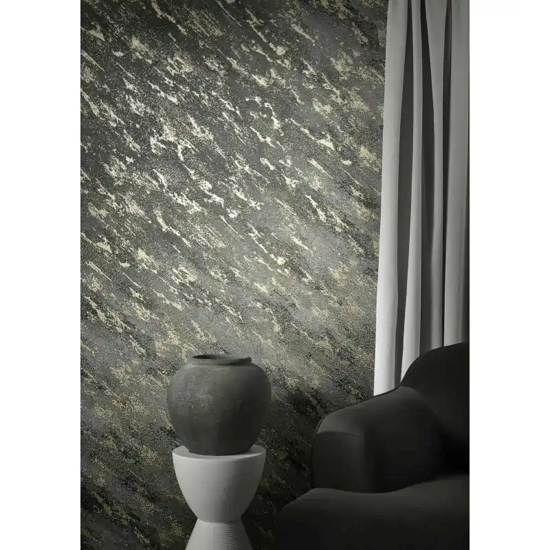 Tapet aspect beton negru auriu metalizat 22905 Cel mai bun preț