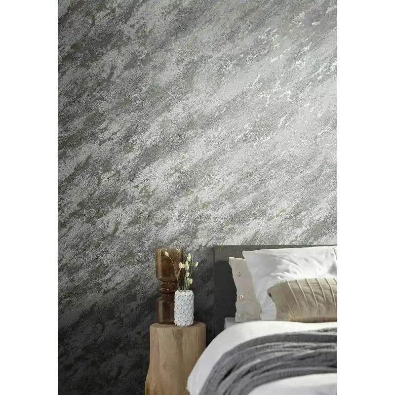Tapet aspect beton gri argintiu metalizat 22901 Lichidare de stoc