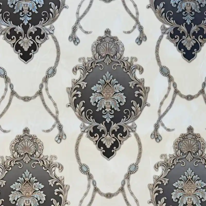 Tapet premium clasic baroc crem-negru TC8630-9 Plată sigură