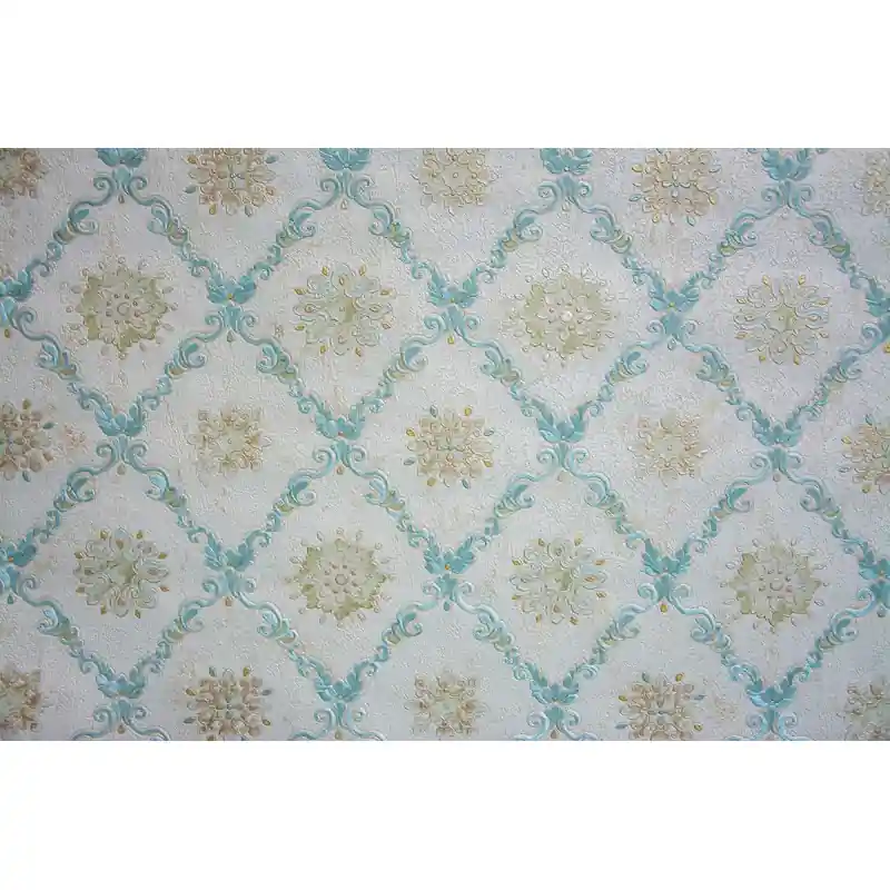 Tapet lux, model clasic, albastru, crem, Decori, 82821 Ofertă de sezon
