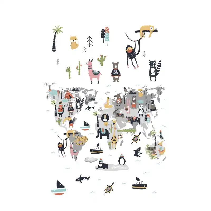 Tapet camera copii, harta cu animale, Kids Walls 45875 Marburg Bestseller
