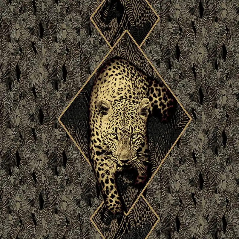 Retur ușor Tapet lux, tip panel, negru, auriu, living, dormitor, Roberto Cavalli 8, RC19120