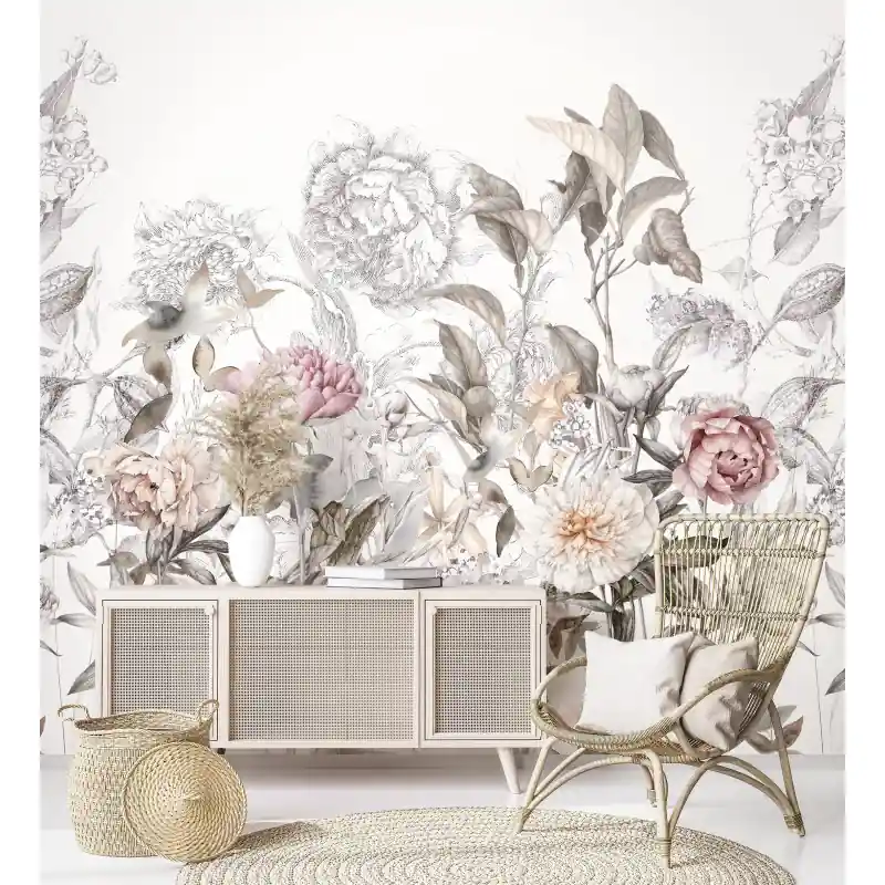 Reducere extra Tapet Marburg tip panel model floral, alb, roz Profi Smart Art Gallery 46923