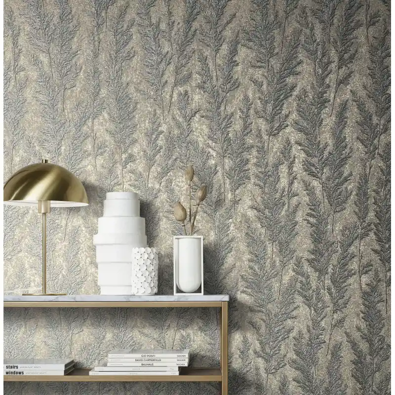 Discount Tapet Marburg floral vintage extralavabil, gri, argintiu, albastru, Natural Opulence 33209