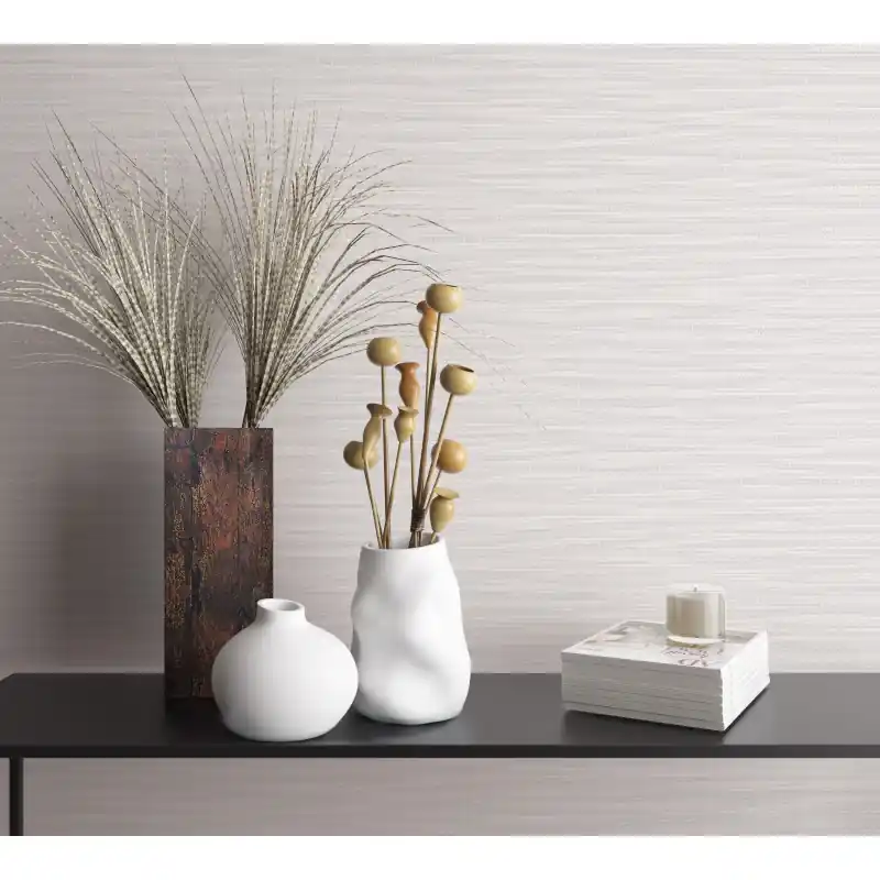 Tapet decorativ, imitatie, rogojina, extralavabil, alb, gri, Marburg Botanica, 33322 Plată securizată