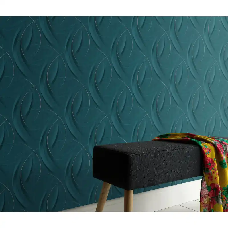 Expediere rapidă Tapet modern cu linii curbate extralavabil,verde intens,auriu,GMK 3 10218-19