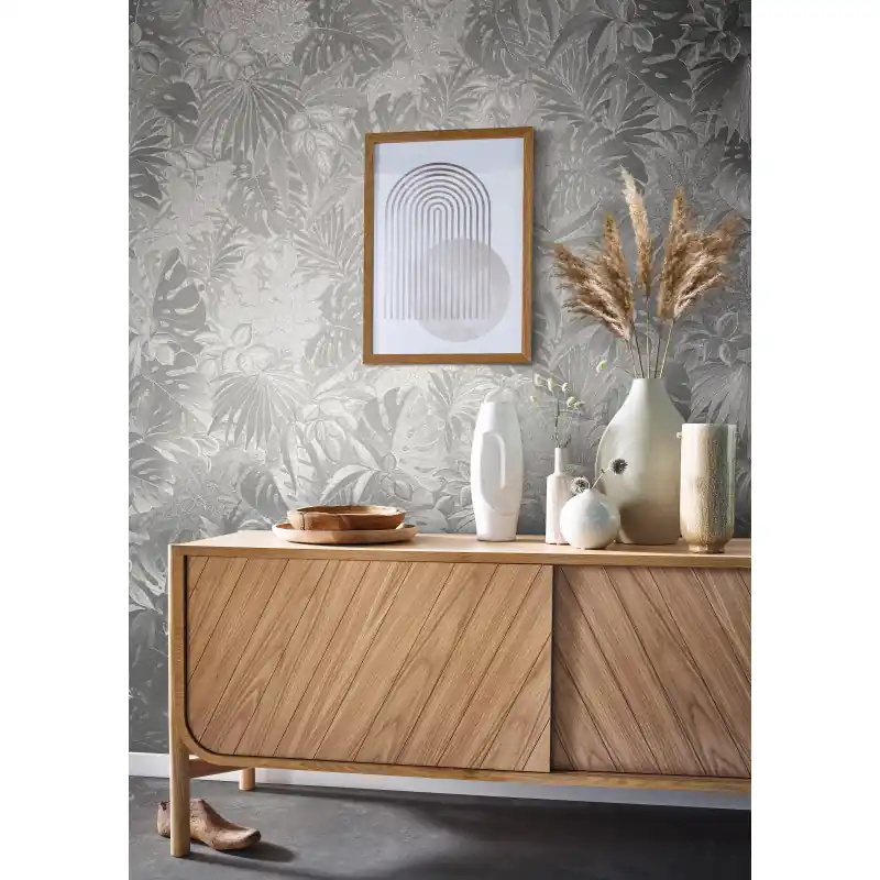 Discount Tapet cu, frunze sidefat,argintiu,dormitor,living, Marburg Botanica 33301