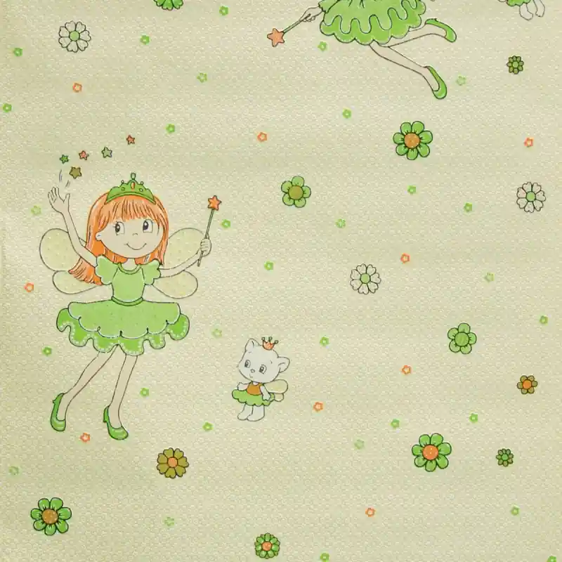 Reduceri Tapet copii, fetite, flori, verde, galben, frumos, lavabil, Palitra, 518-37