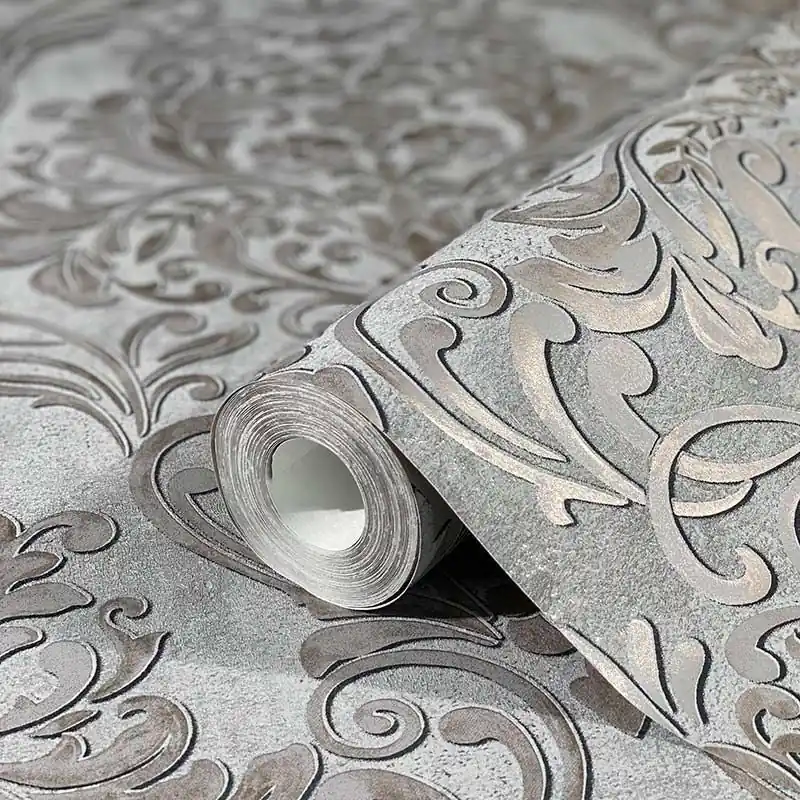 Tapet decorativ, Marburg clasic, baroc, gri, auriu, dormitor, living, Urban Spaces, 32605 Livrare rapidă