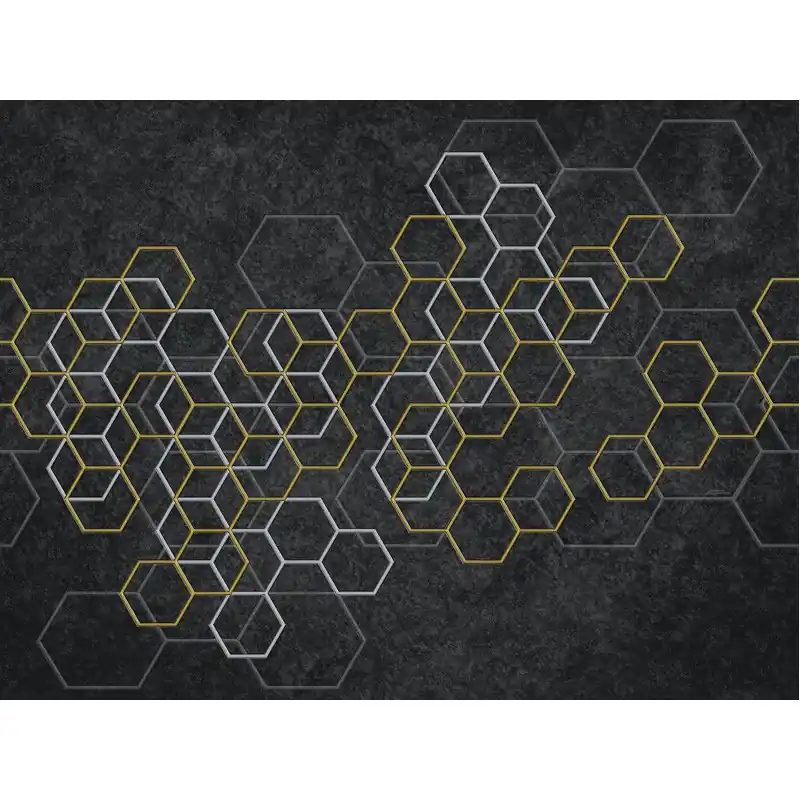 Tapet lux, tip panel, abstract, geometric, auriu, negru, living, dormitor, Lamborghini II, Z90070 Ofertă exclusivă
