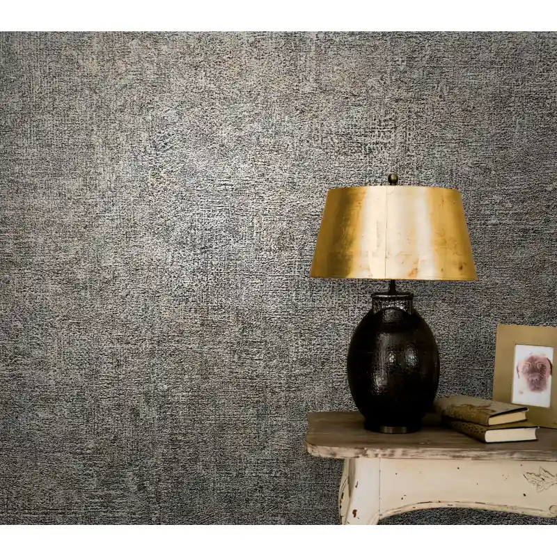 Tapet decorativ, Marburg simplu, gri, auriu, birou, baie, hol, Vintage Deluxe 32828 Expediere rapidă