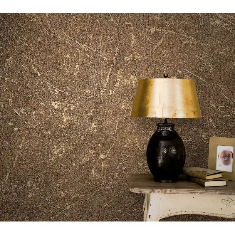 Tapet decorativ, Marburg imitatie beton, auriu, birou, restaurant, baie, Vintage Deluxe 32819 Retur gratuit