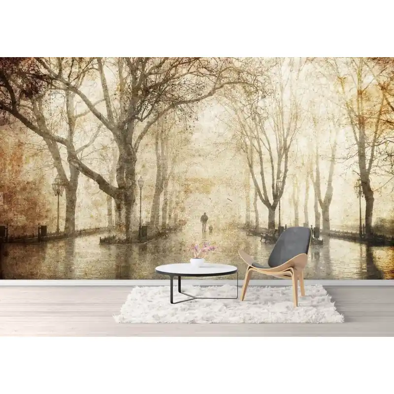 Cumpărături sigure Fototapet fara imbinare cu parc 3D39