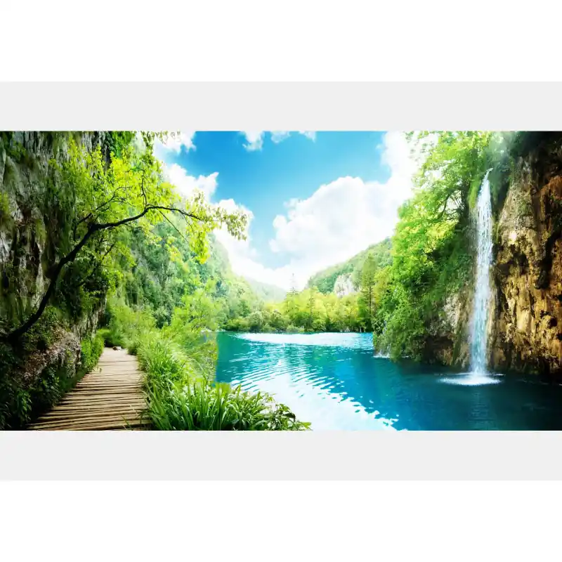 Reduceri Fototapet cascada, pe un lac, albastru, WA33