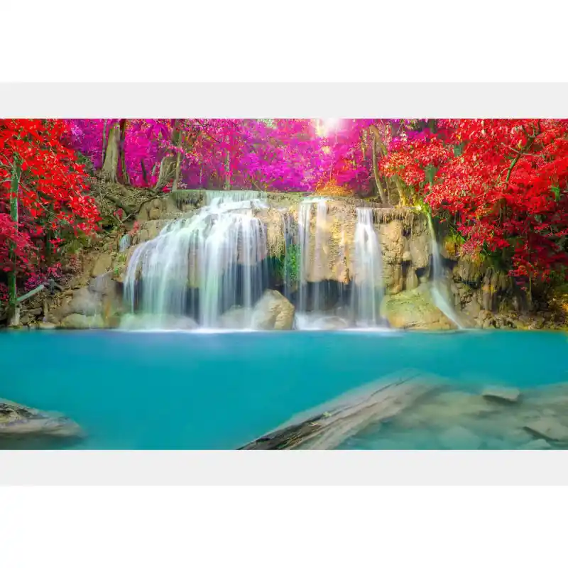 Fototapet cascada, cu flori mov WA37 Reducere specială