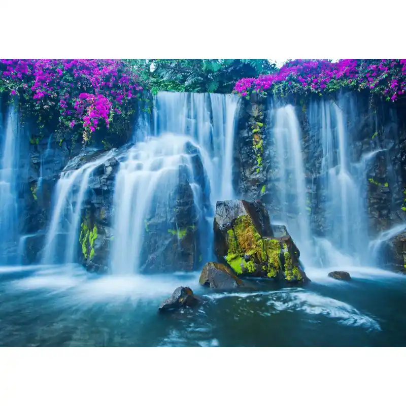 Fototapet cascada, fantezie, cu flori mov, WA29 Expediere rapidă
