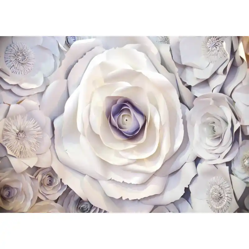 Fototapet floral, trandafiri albi din hartie, FL65 Plată securizată