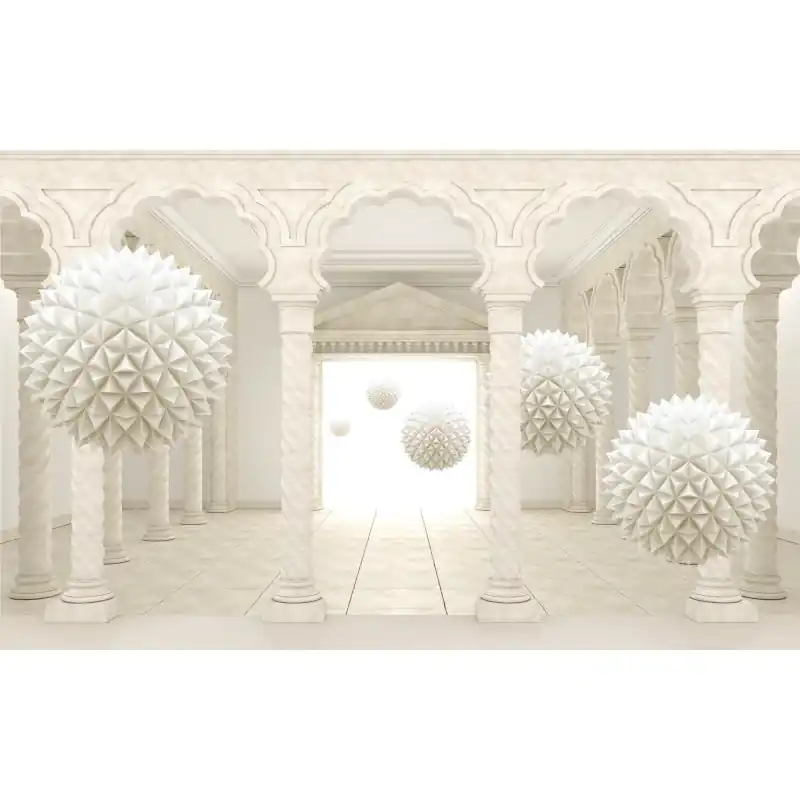 Lichidare de stoc Fototapet 3D, sfere bej, plutind in aer, 3D112