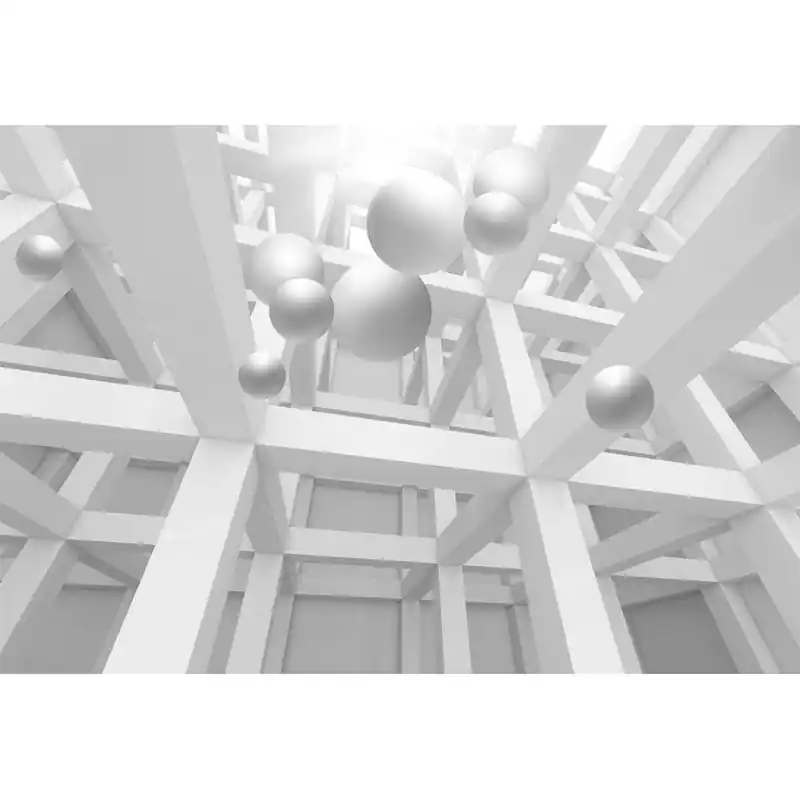 Disponibil imediat Fototapet 3D, sfere albe coborand in jos, 3D97